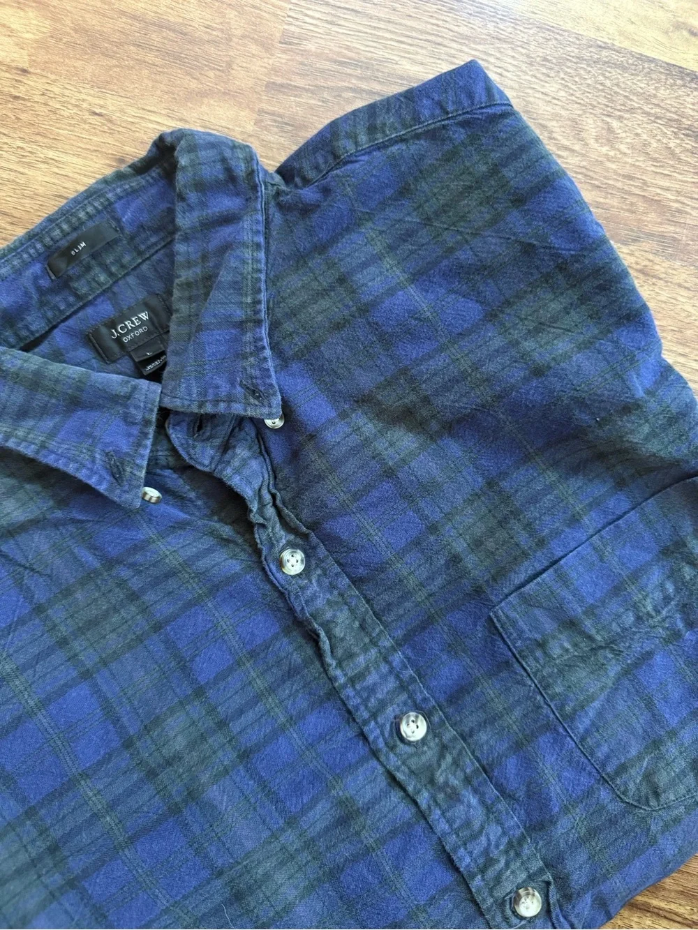 J. Crew Blue & Dark Green Plaid Button-Down Shirt